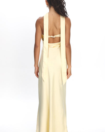 Butter Strapless Pleated Bust Satin Maxi Dress