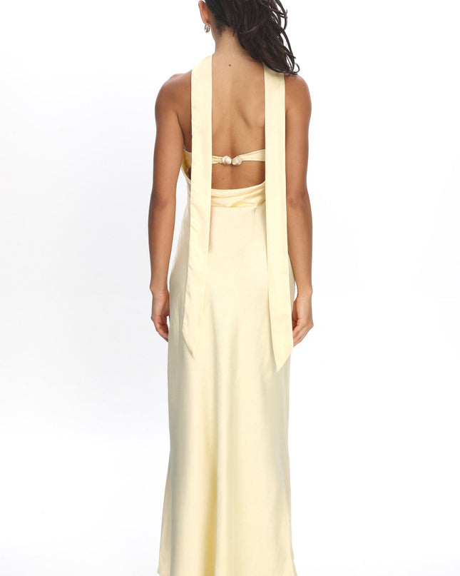 Butter Strapless Pleated Bust Satin Maxi Dress