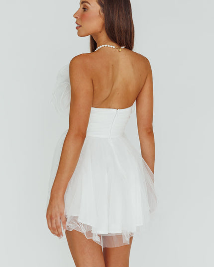 White Organza Frill Mini Dress