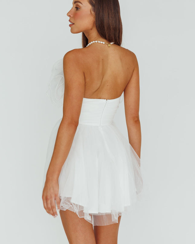 White Organza Frill Mini Dress