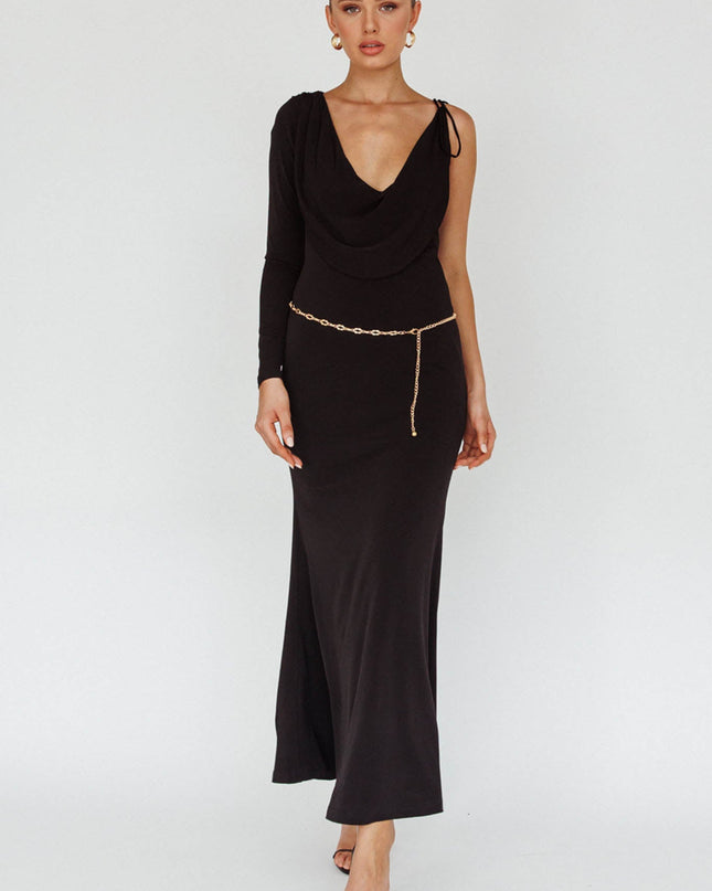 Black Star Walker One Sleeve Maxi Dress