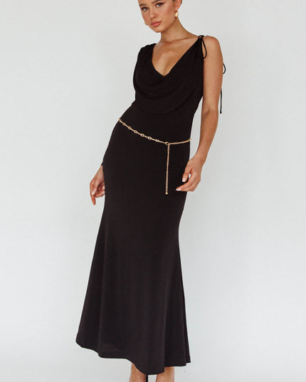 Black Star Walker One Sleeve Maxi Dress