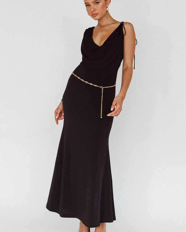Black Star Walker One Sleeve Maxi Dress