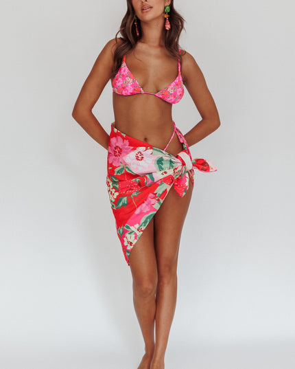 Pink Floral Sarong Cover Up