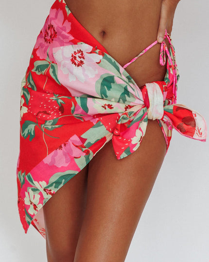 Pink Floral Sarong Cover Up