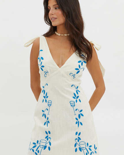 Beige Tied Shoulder Mini Dress