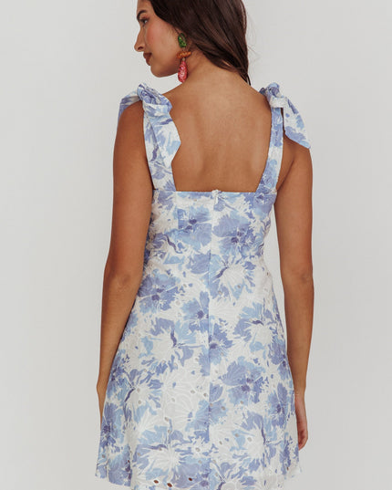 Blue Shoulder Mini Dress