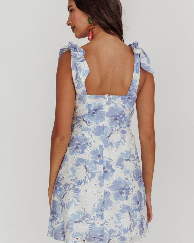 Blue Shoulder Mini Dress