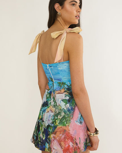 Tied Shoulder Mini Dress Euro