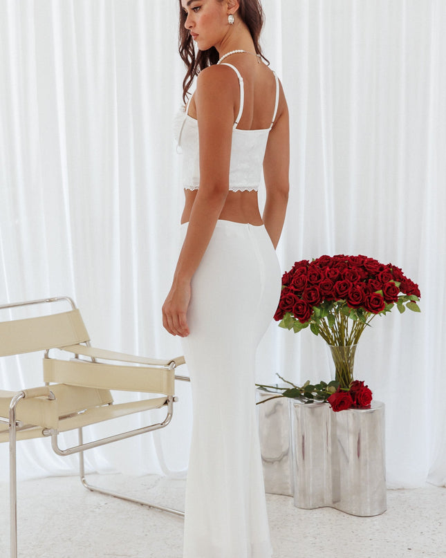 Off White Stretch Maxi Skirt