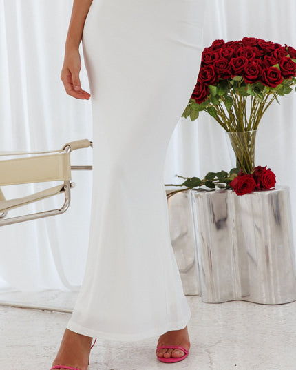 Off White Stretch Maxi Skirt