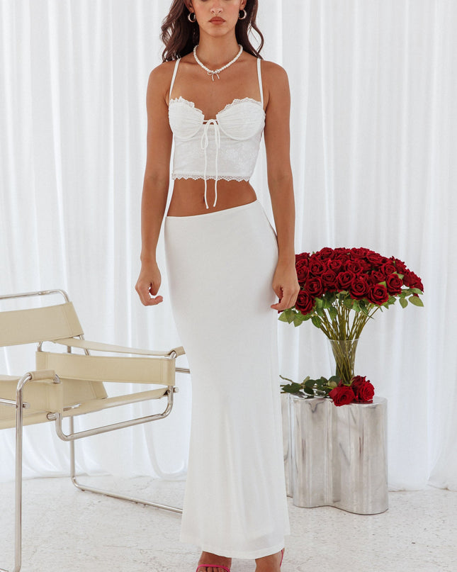 Off White Stretch Maxi Skirt