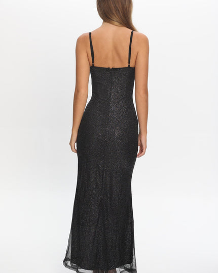 Black Bust Tie Maxi Dress Sparkle