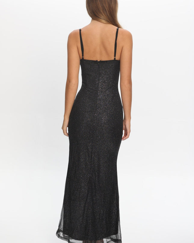Black Bust Tie Maxi Dress Sparkle