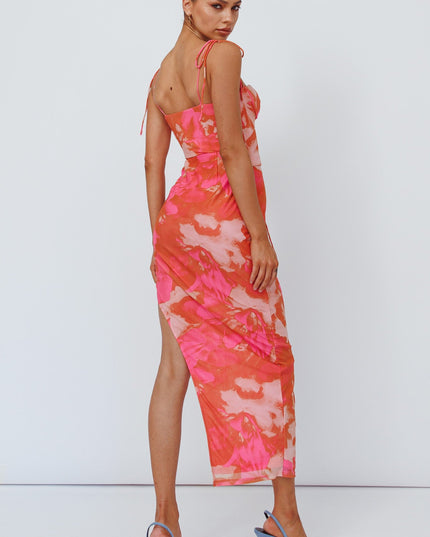 Pink Bodice Midi Dress