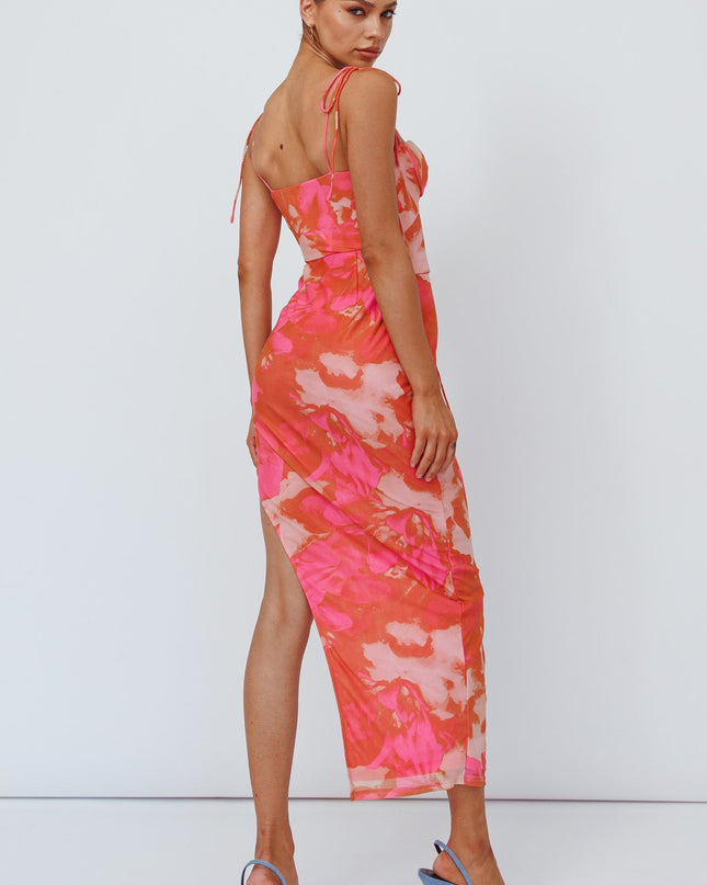 Pink Bodice Midi Dress