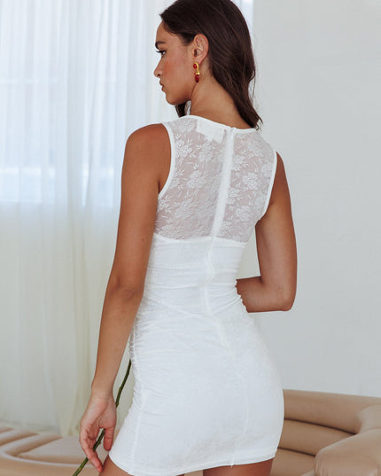 Off White Lace Mini Dress