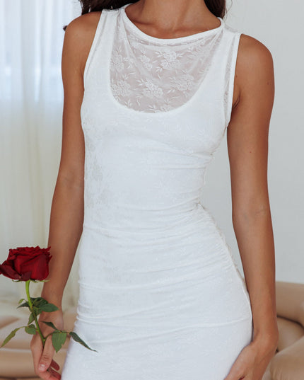 Off White Lace Mini Dress