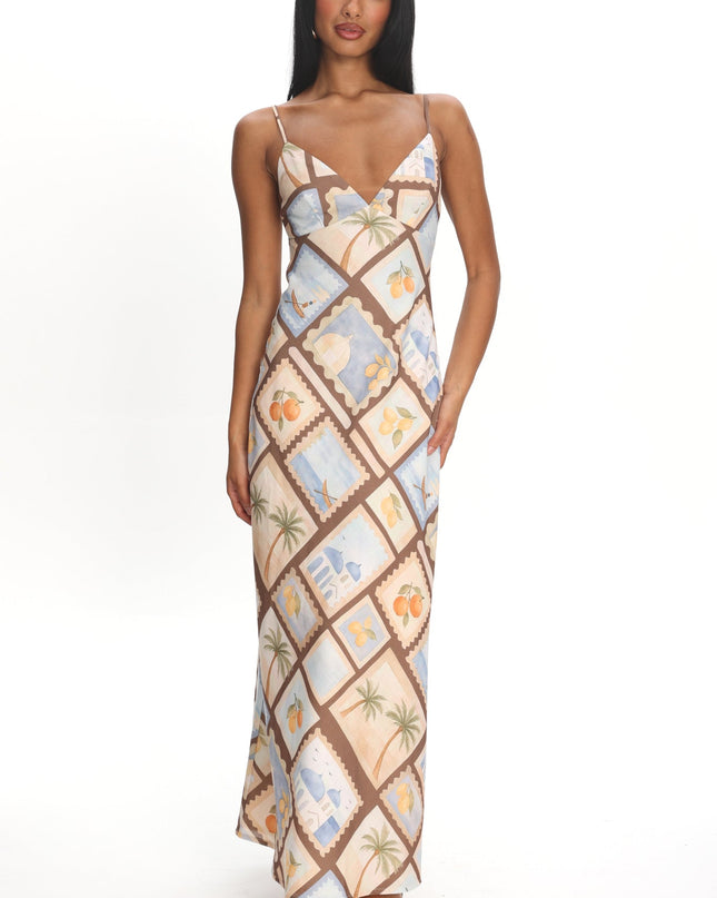 Mocha Cami Strap Maxi Dress Print