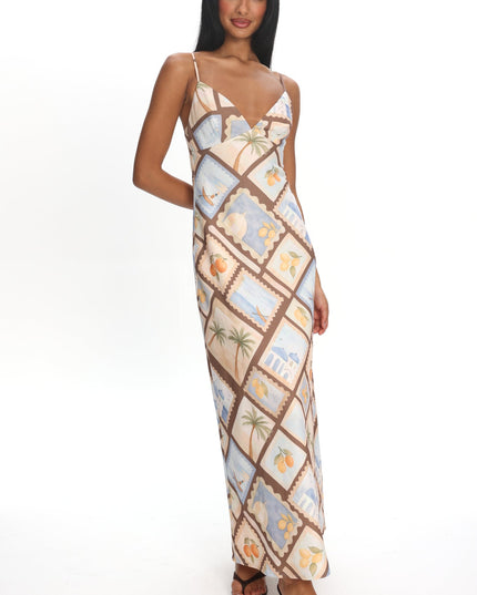 Mocha Cami Strap Maxi Dress Print