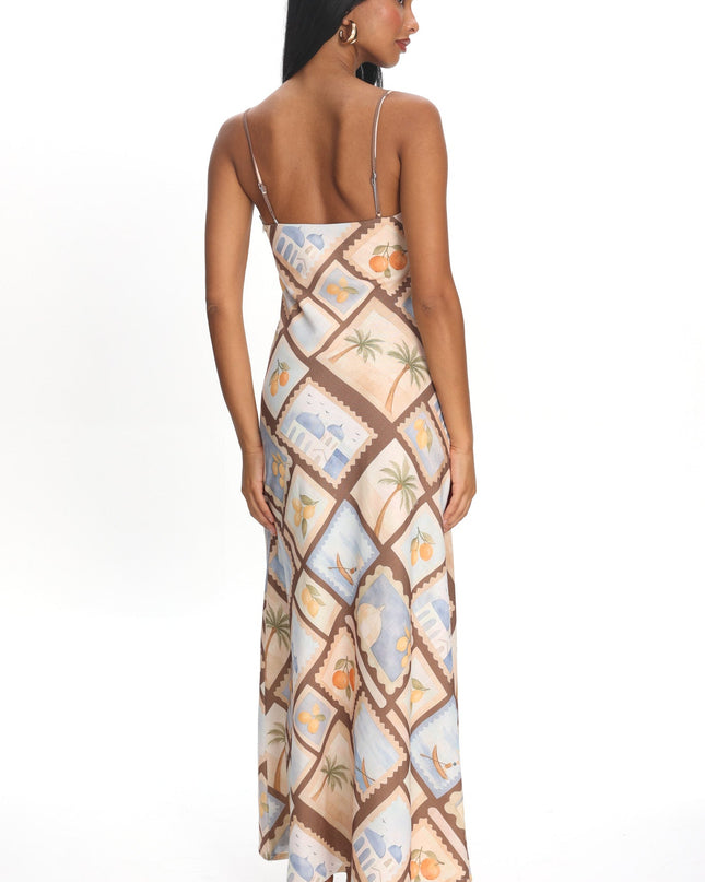 Mocha Cami Strap Maxi Dress Print