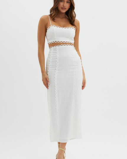 White Scallop Trim Maxi Skirt