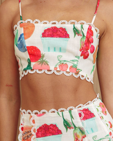 Scallop Trim Crop Top Fruit