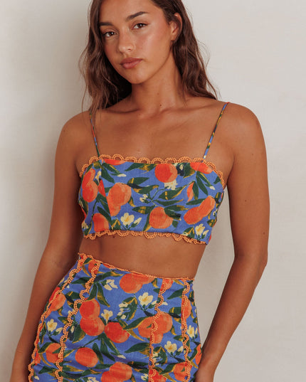 Orange Scallop Trim Crop Top Citrus
