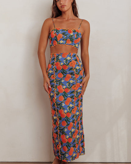 Orange Scallop Trim Crop Top Citrus