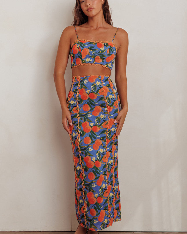 Orange Scallop Trim Crop Top Citrus