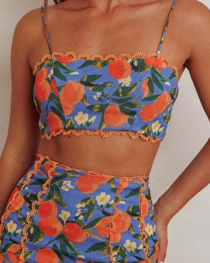 Orange Scallop Trim Crop Top Citrus