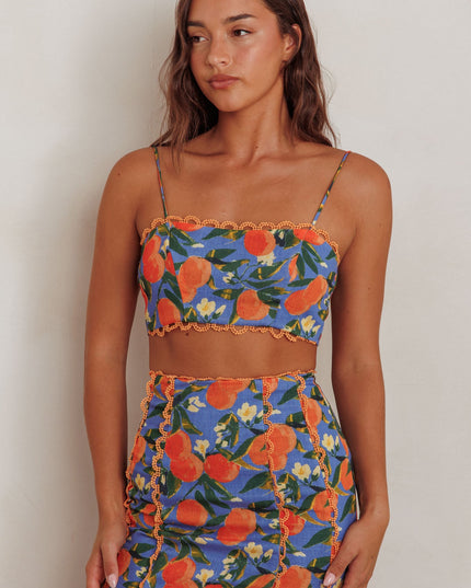Orange Scallop Trim Crop Top Citrus