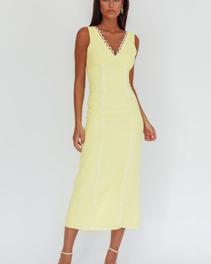 Butter Scallop Trim V-Neck Maxi Dress