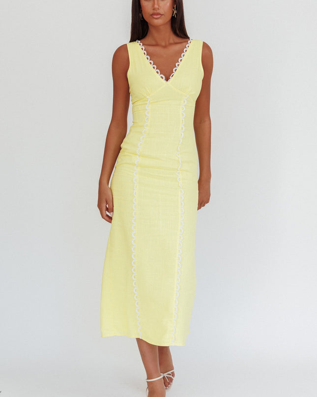 Butter Scallop Trim V-Neck Maxi Dress