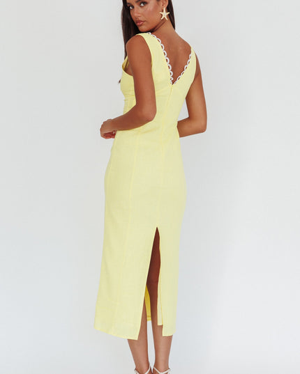 Butter Scallop Trim V-Neck Maxi Dress