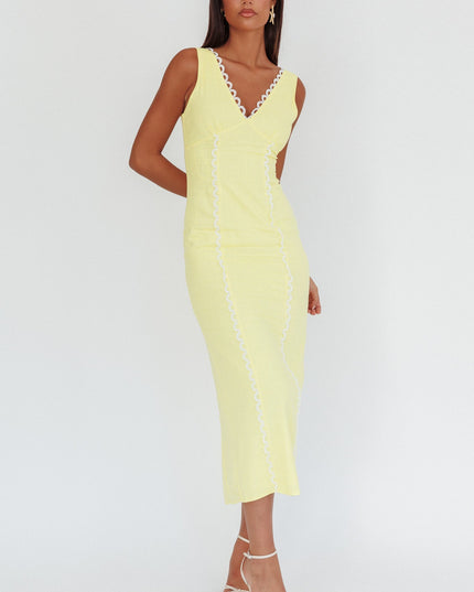 Butter Scallop Trim V-Neck Maxi Dress