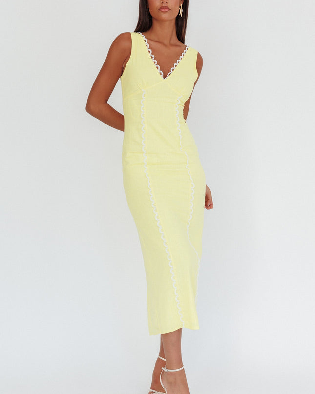 Butter Scallop Trim V-Neck Maxi Dress
