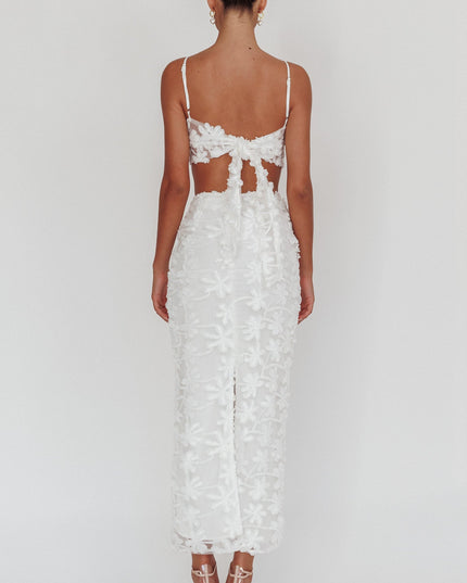 White Tree Embroidered Maxi Skirt