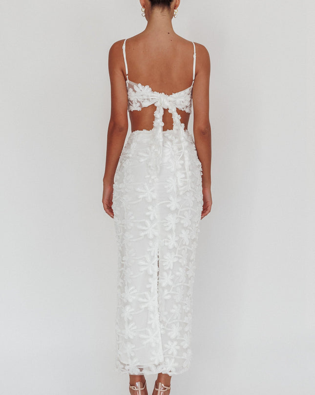 White Tree Embroidered Maxi Skirt