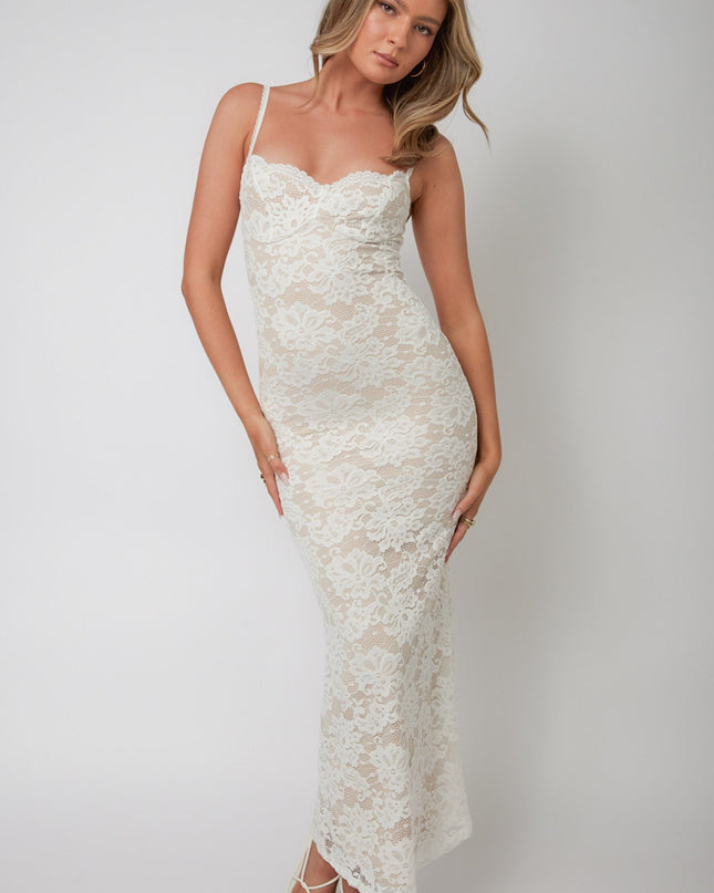 White Love Lace Maxi Dress