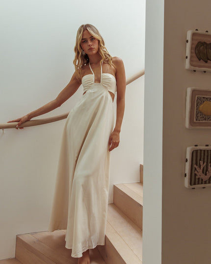 Butter Cut-Out Tied Back Maxi Dress