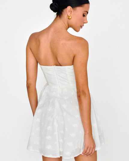 White Lace-Up Bodice Mini Dress