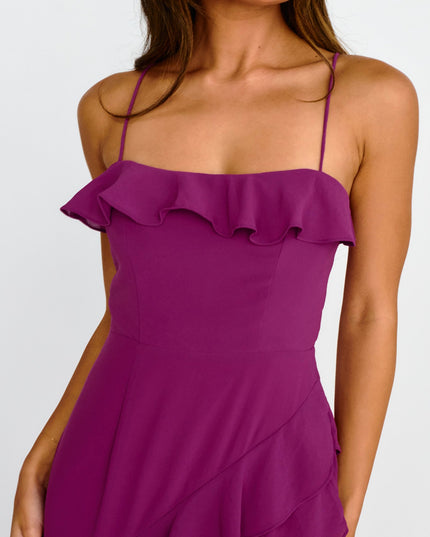 Plum Ruffle Trim Maxi Dress