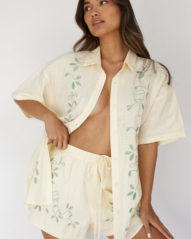 Butter Embroidered Drawstring Shorts