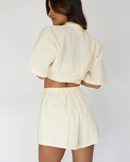 Butter Embroidered Drawstring Shorts