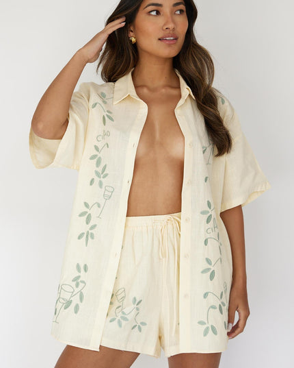 Butter Embroidered Drawstring Shorts