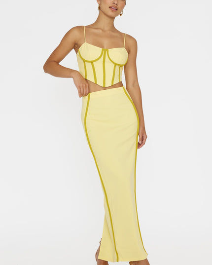 Yellow Trim Maxi Skirt