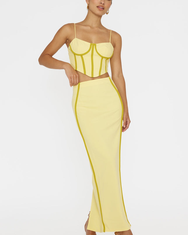 Yellow Trim Maxi Skirt