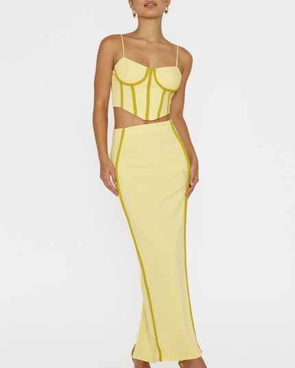 Yellow Trim Maxi Skirt