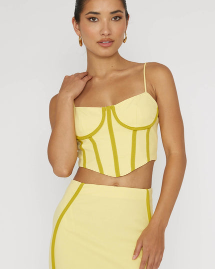 Yellow Trim Crop Top
